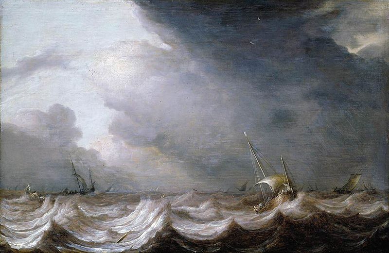 Dutch Vessels at Sea in Stormy Weather